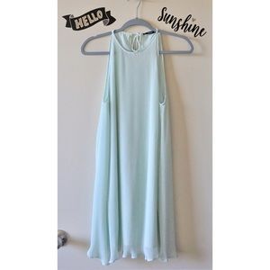 Mango Light Blue Sleeveless Mini Pleated Dress S